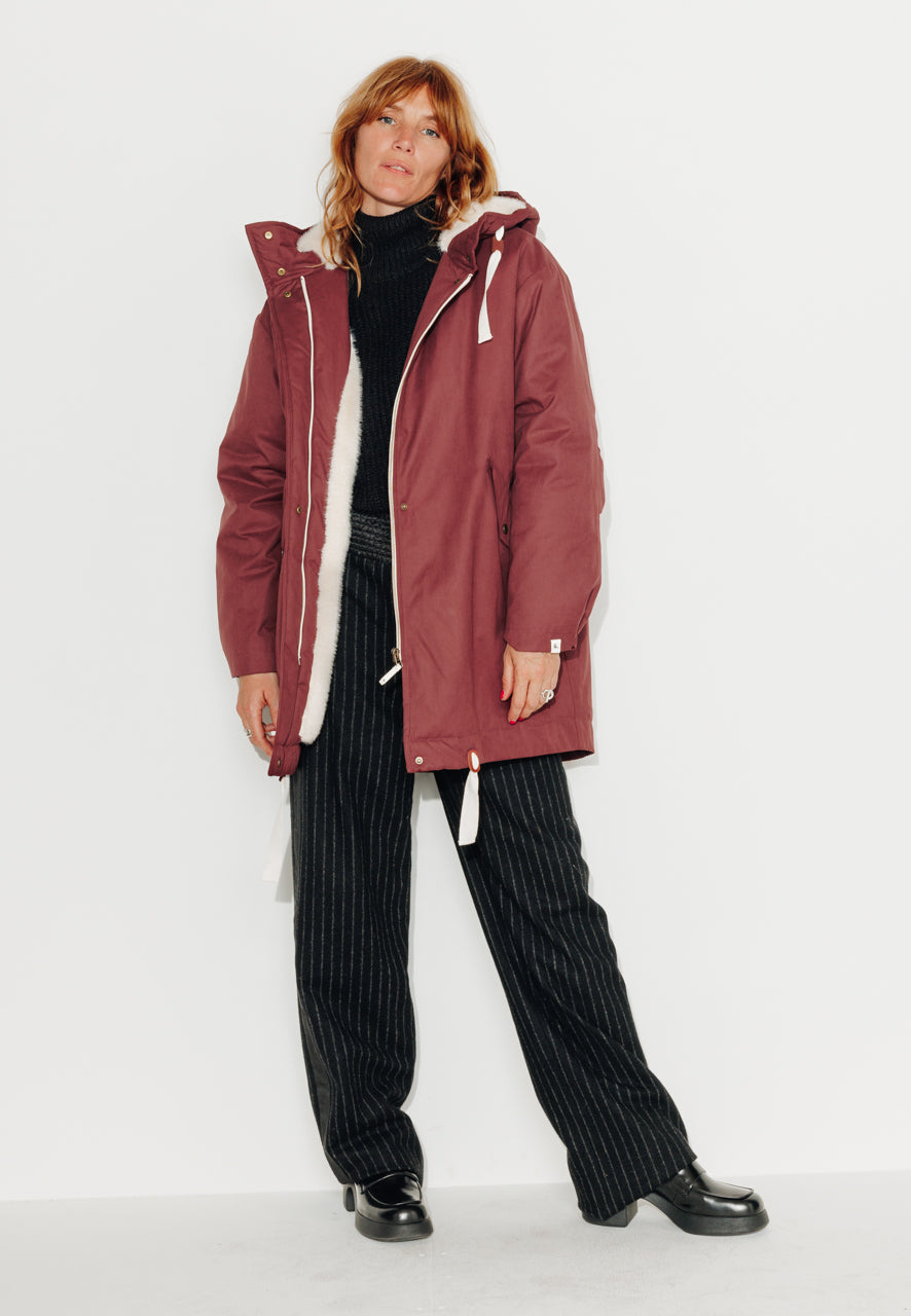 FICUS - FICUS - Parka généreuse en gabardine de coton bordeaux Prune / Plum - Trench & Coat