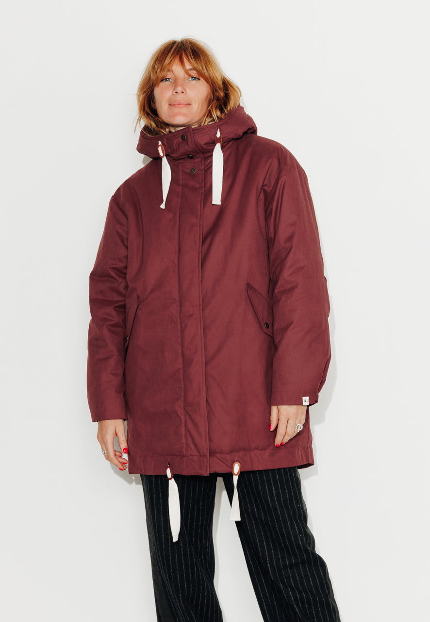 FICUS - FICUS - Parka généreuse en gabardine de coton bordeaux Prune / Plum - Trench & Coat