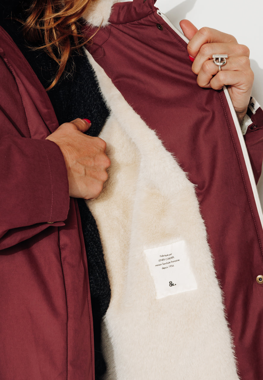 FICUS - FICUS - Parka généreuse en gabardine de coton bordeaux Prune / Plum - Trench & Coat