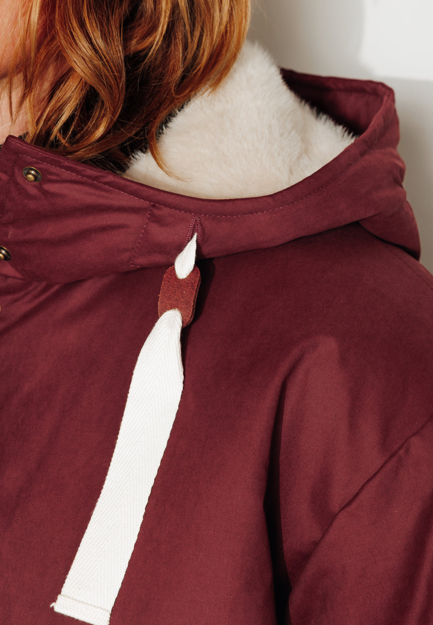 FICUS - FICUS - Parka généreuse en gabardine de coton bordeaux Prune / Plum - Trench & Coat