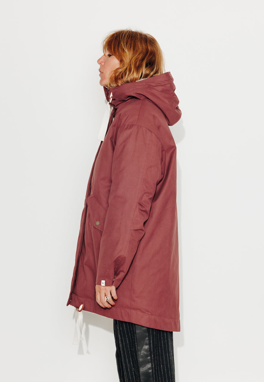 FICUS - FICUS - Parka généreuse en gabardine de coton bordeaux Prune / Plum - Trench & Coat