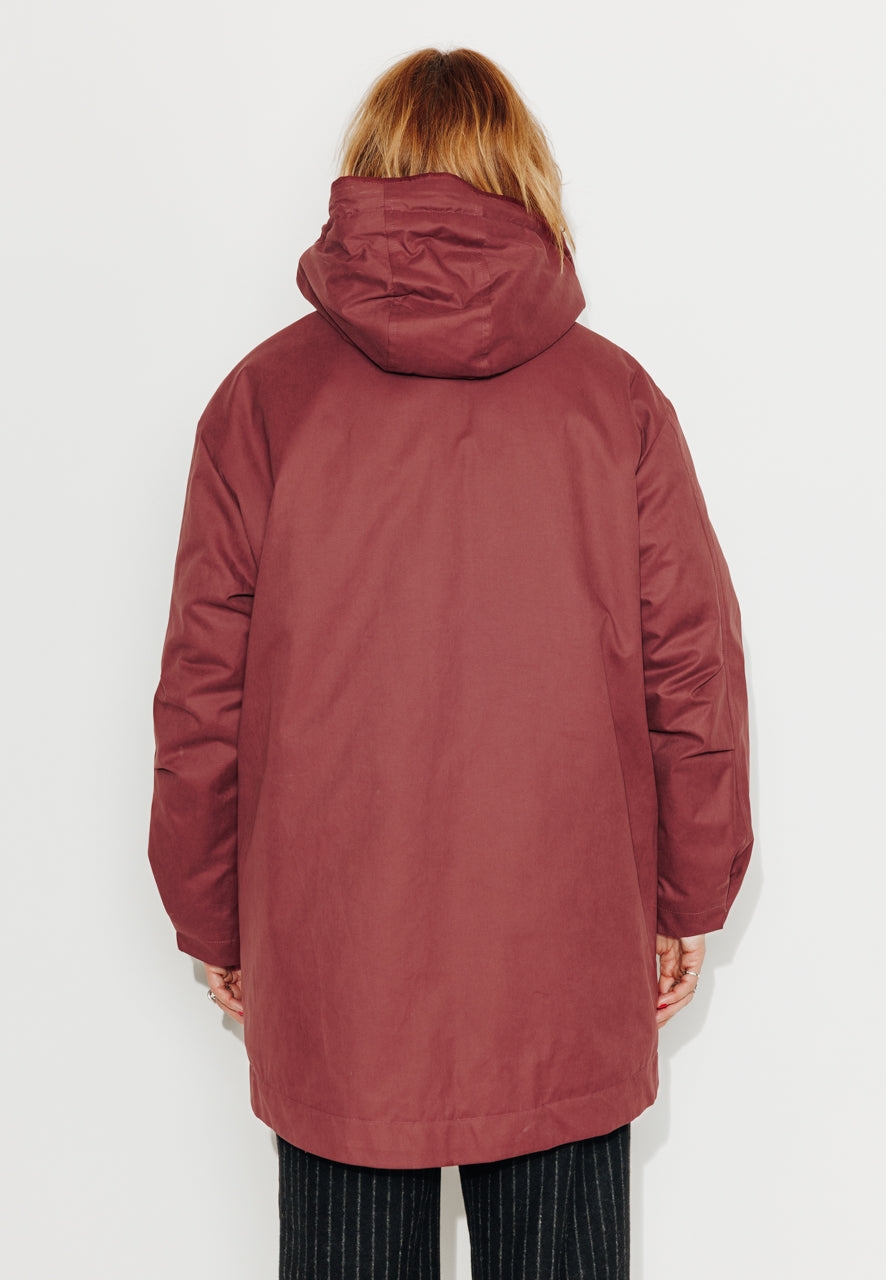FICUS - FICUS - Parka généreuse en gabardine de coton bordeaux Prune / Plum - Trench & Coat