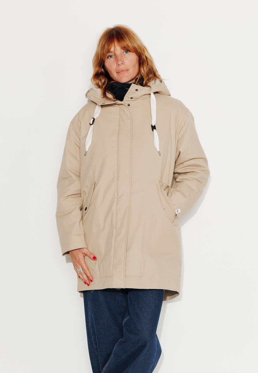 FICUS - FICUS - Parka mi-longue oversize doublée fourrure beige BEIGE - Trench & Coat