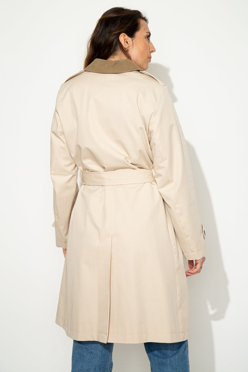 MAROCA - MAROCA - Trench long 100% coton déperlant et velours beige BEIGE - Trench & Coat