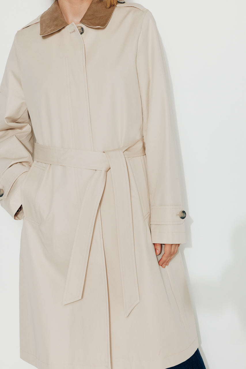 MAROCA - MAROCA - Trench long 100% coton déperlant et velours beige BEIGE - Trench & Coat