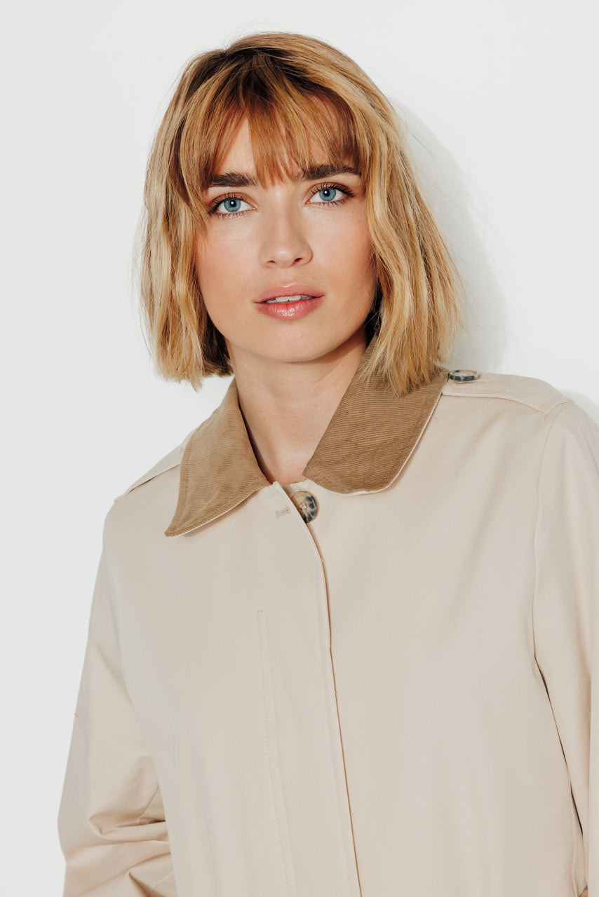 MAROCA - MAROCA - Trench long 100% coton déperlant et velours beige BEIGE - Trench & Coat