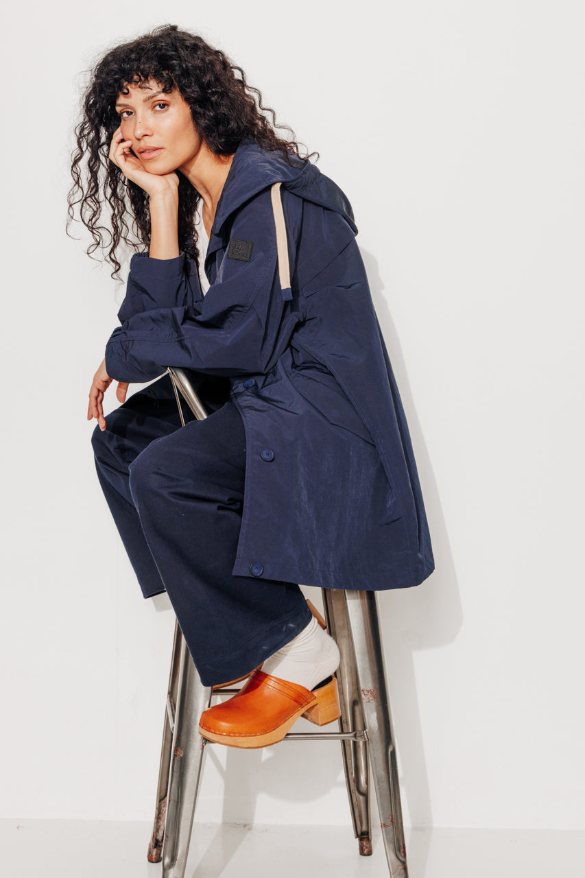 CORNUS - Parka décontractée à capuche déperlante marine MARINE - Trench & Coat
