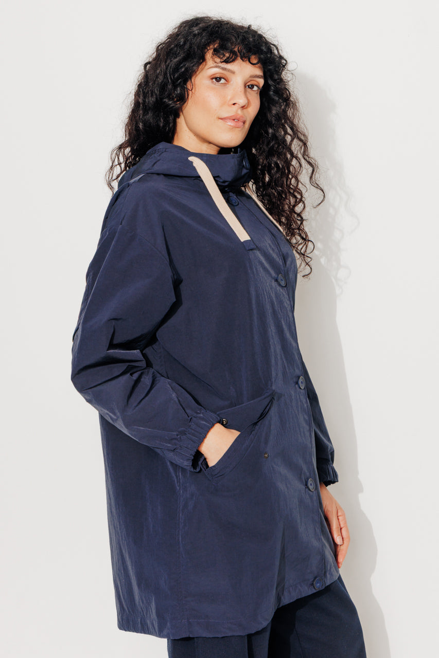 CORNUS - Parka décontractée à capuche déperlante marine MARINE - Trench & Coat