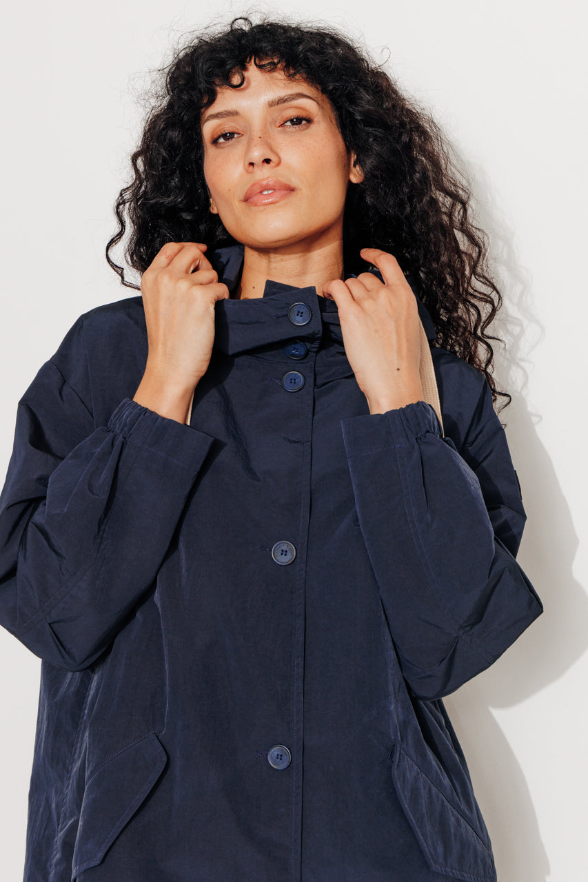 CORNUS - Parka décontractée à capuche déperlante marine MARINE - Trench & Coat