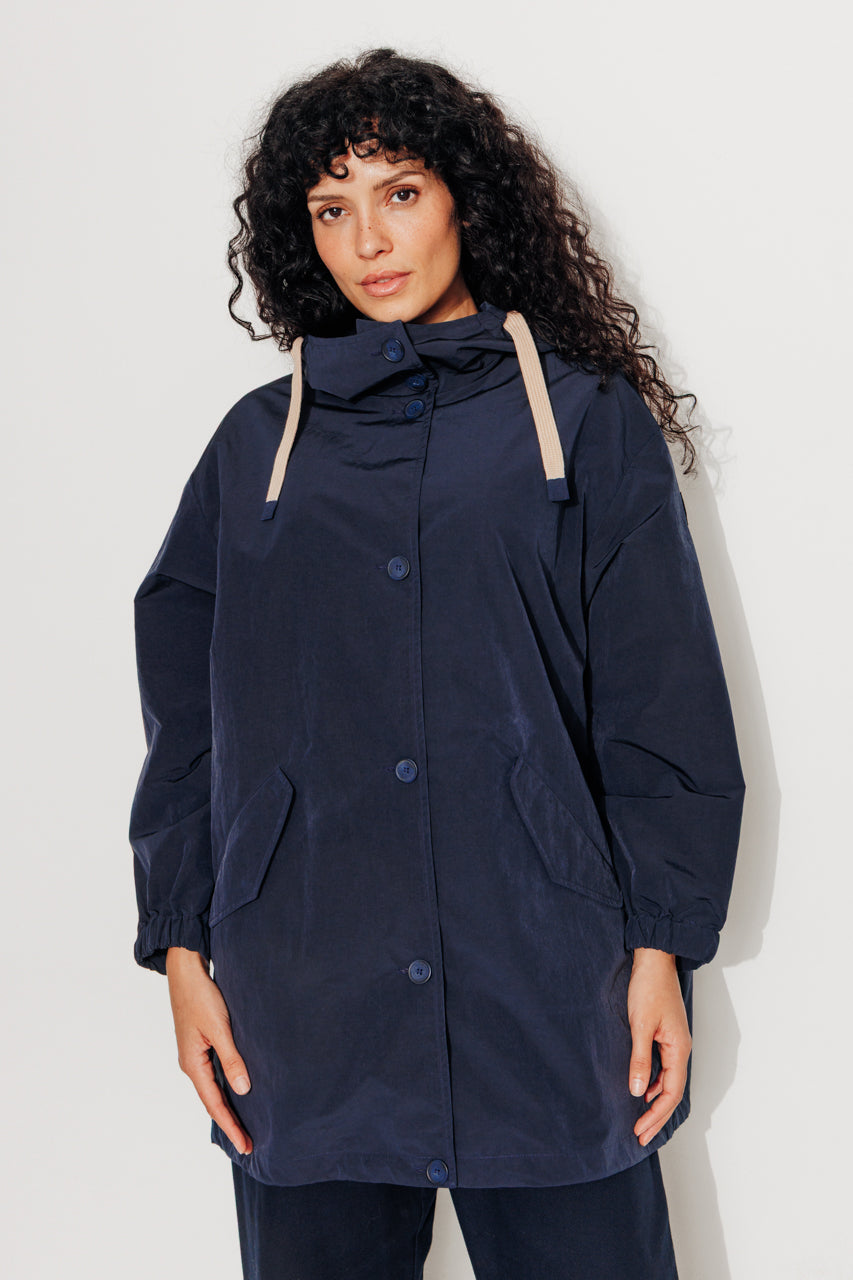 CORNUS - Parka décontractée à capuche déperlante marine MARINE - Trench & Coat