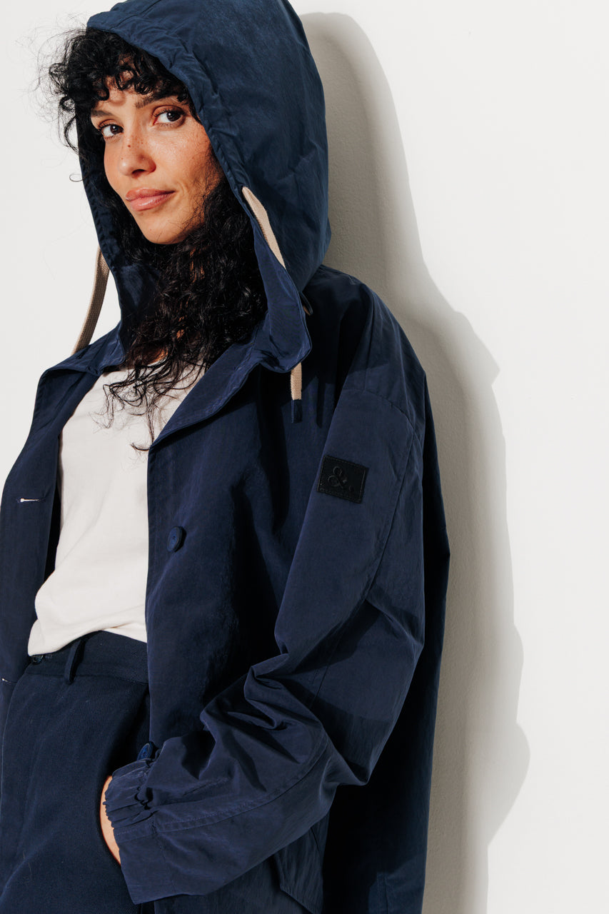 CORNUS - Parka décontractée à capuche déperlante marine MARINE - Trench & Coat