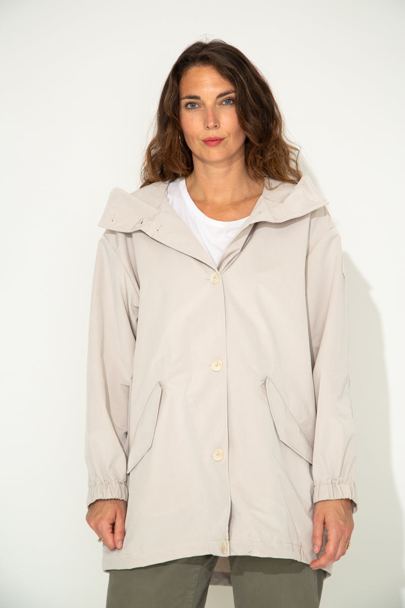 CORNUS - Parka décontractée à capuche déperlante crème CREME - Trench & Coat