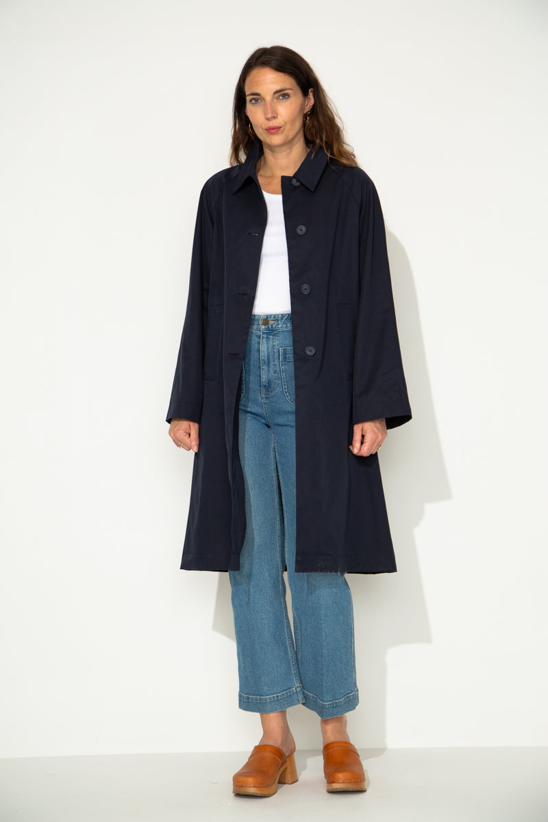 ROSALES - Imper volume ample toucher doux aspect coton MARINE - Trench & Coat