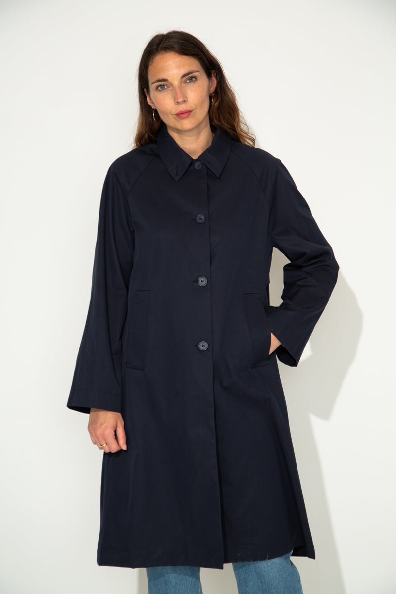 ROSALES - Imper volume ample toucher doux aspect coton MARINE - Trench & Coat