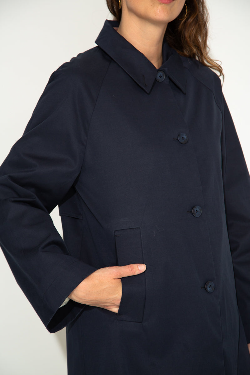 ROSALES - ROSALES - Imper volume ample toucher doux aspect coton MARINE - Trench & Coat