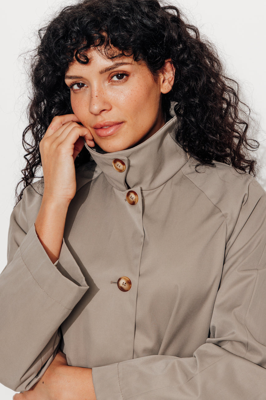 ROSALES - Imper volume ample toucher doux aspect coton KAKI - Trench & Coat