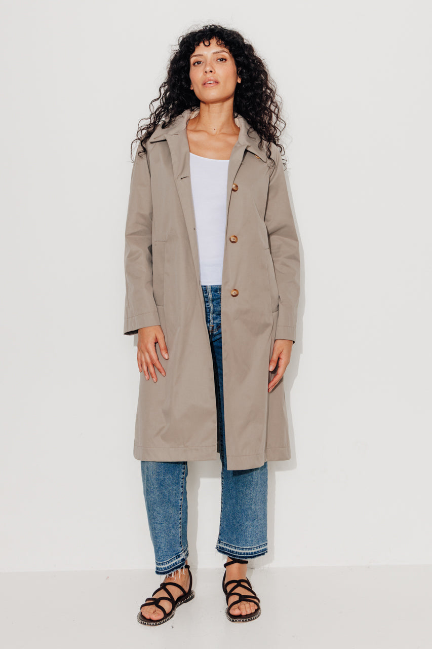 ROSALES - ROSALES - Imper volume ample toucher doux aspect coton KAKI - Trench & Coat