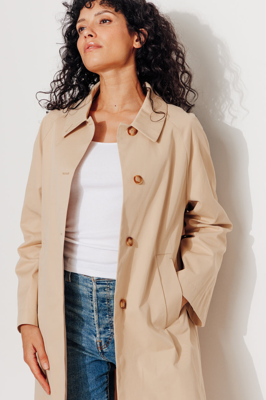 ROSALES - Imper volume ample toucher doux aspect coton SABLE - Trench & Coat