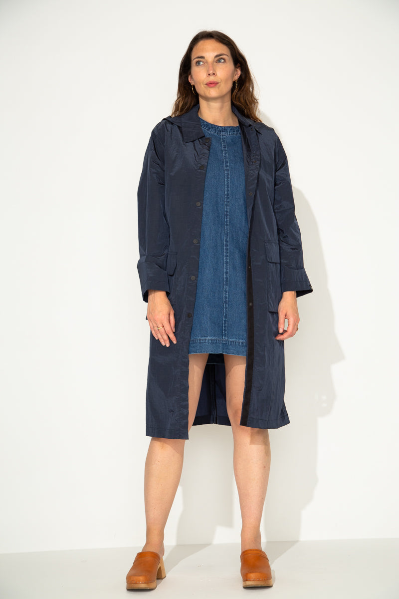 GRAMINE - Imper fluide à capuche marine non doublé MARINE - Trench & Coat