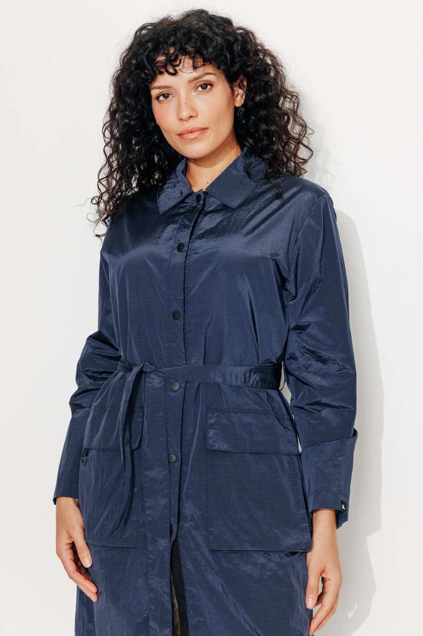 GRAMINE - GRAMINE - Imper fluide à capuche marine non doublé MARINE - Trench & Coat