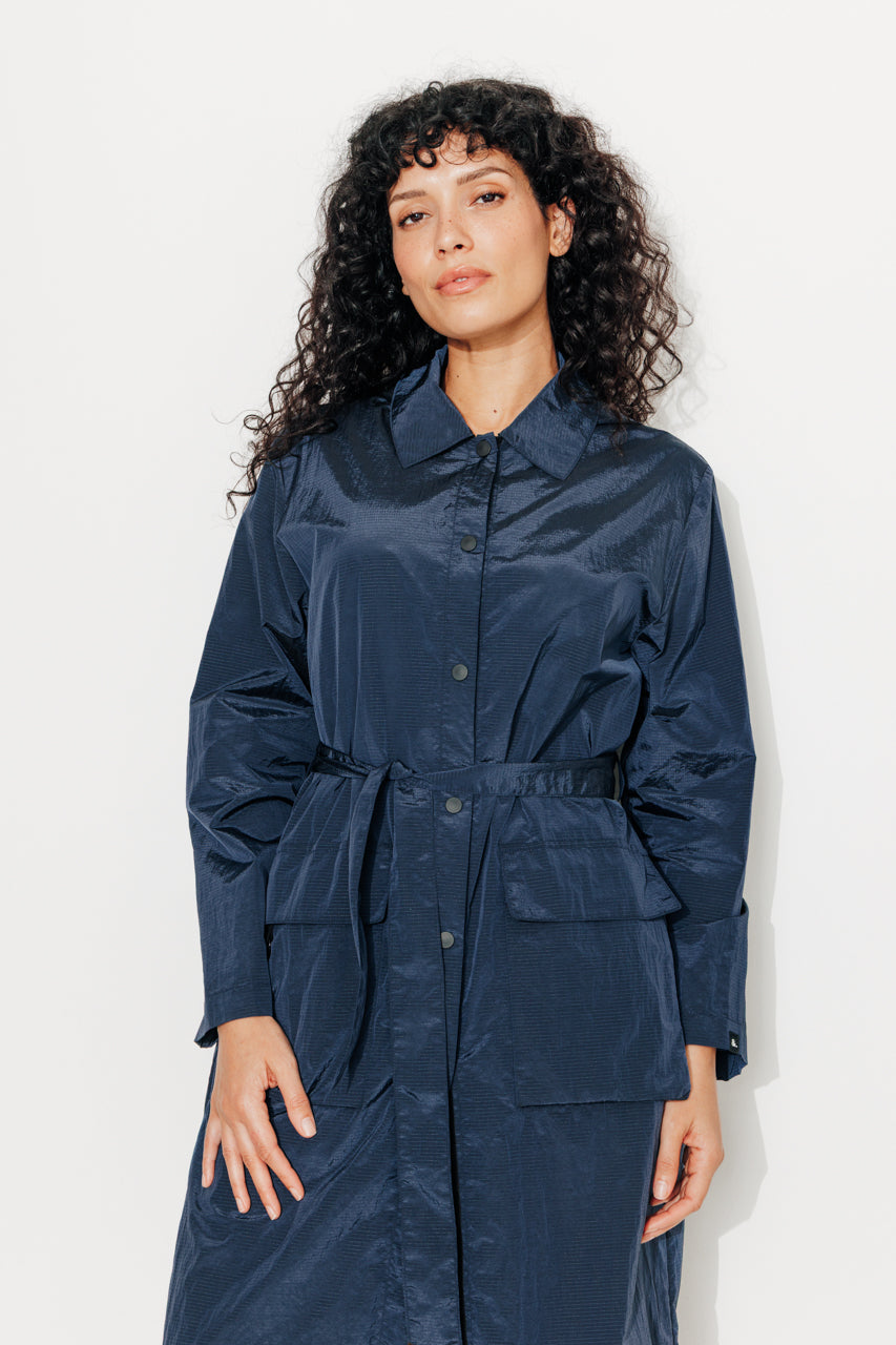 GRAMINE - GRAMINE - Imper fluide à capuche marine non doublé MARINE - Trench & Coat