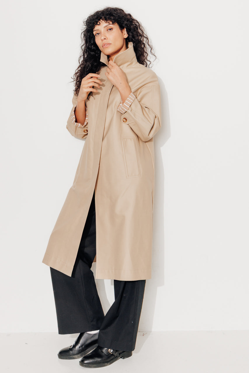 CITRONNELLE - Imper oversize 100% coton déperlant SABLE - Trench & Coat