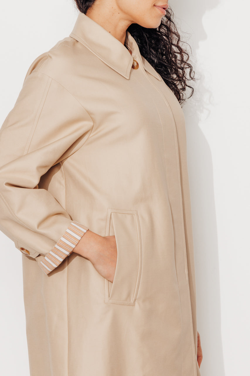 CITRONNELLE - Imper oversize 100% coton déperlant SABLE - Trench & Coat