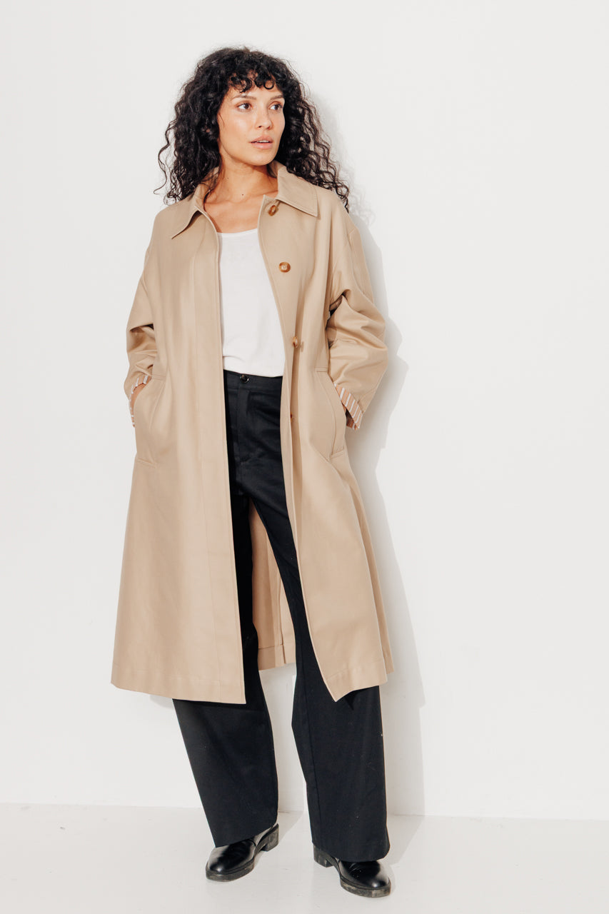 CITRONNELLE - CITRONNELLE - Imper oversize 100% coton déperlant SABLE - Trench & Coat