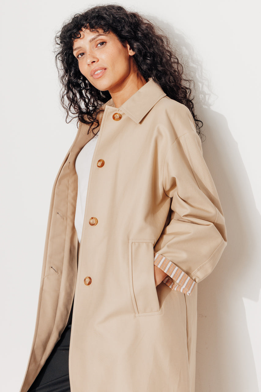 CITRONNELLE - CITRONNELLE - Imper oversize 100% coton déperlant SABLE - Trench & Coat