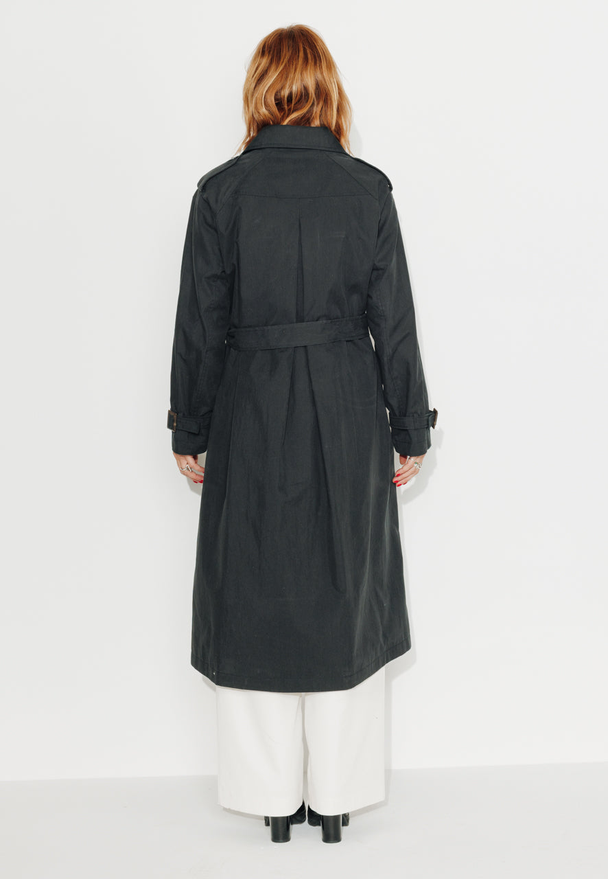 AMANDIER - AMANDIER - Trench long ceinturé en coton déperlant noir NOIR - Trench & Coat