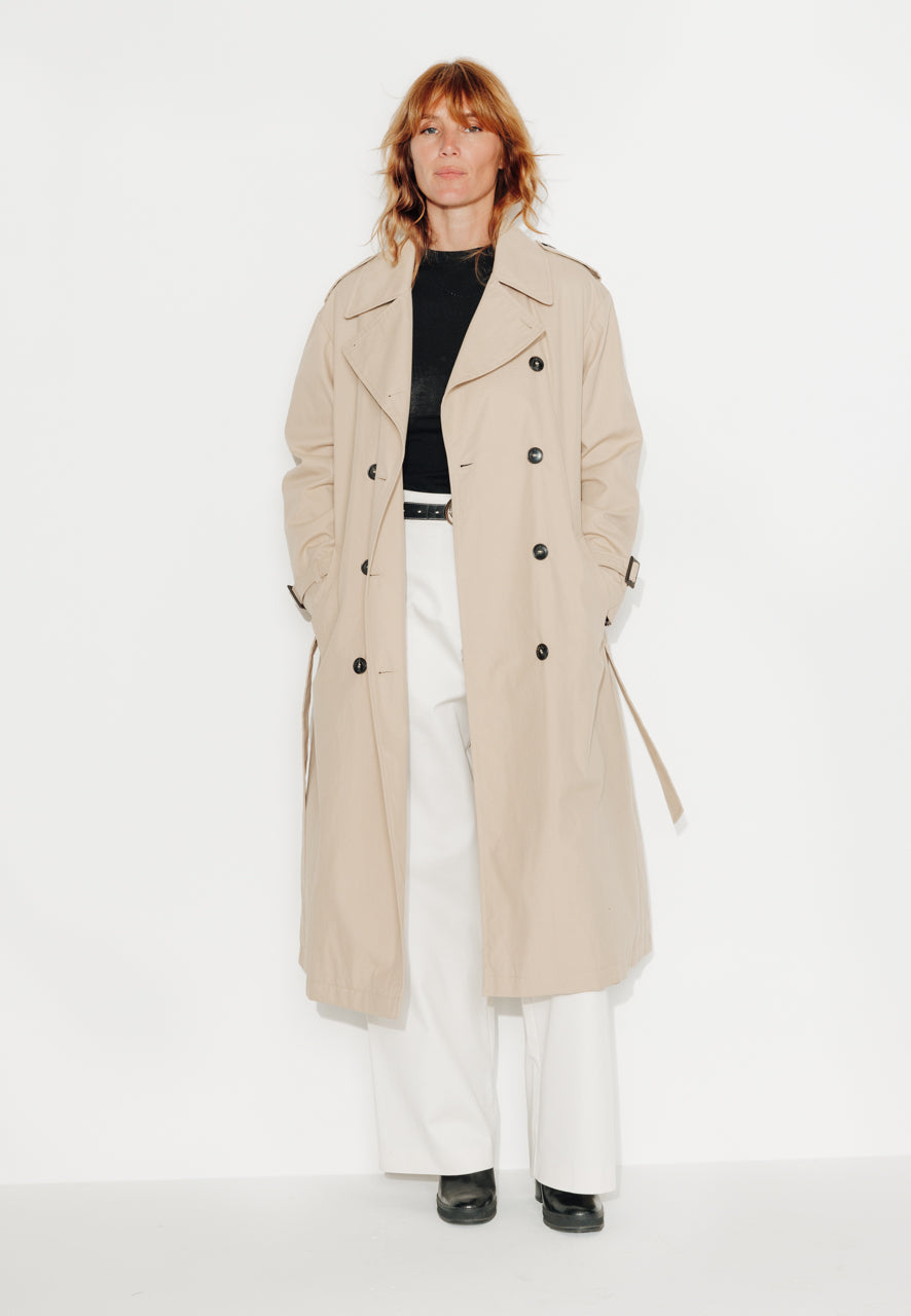 AMANDIER - AMANDIER - Trench long ceinturé en coton déperlant beige BEIGE - Trench & Coat