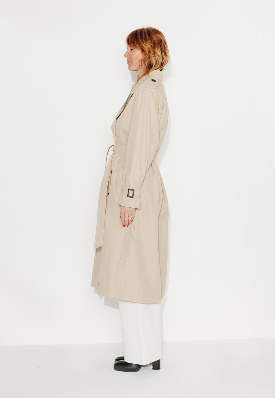 AMANDIER - AMANDIER - Trench long ceinturé en coton déperlant beige BEIGE - Trench & Coat