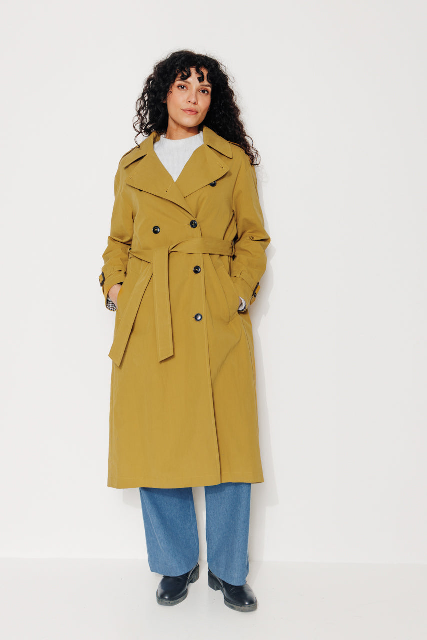 AMANDIER - AMANDIER - Trench long ceinturé en coton déperlant moutarde MOUTARDE - Trench & Coat