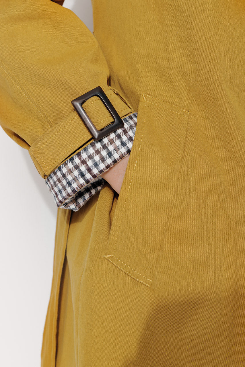 AMANDIER - AMANDIER - Trench long ceinturé en coton déperlant moutarde MOUTARDE - Trench & Coat
