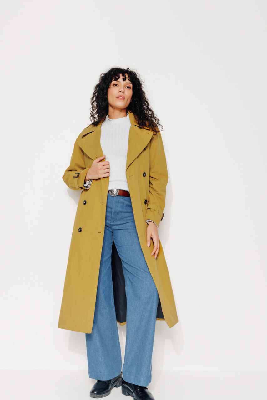 AMANDIER - AMANDIER - Trench long ceinturé en coton déperlant moutarde MOUTARDE - Trench & Coat
