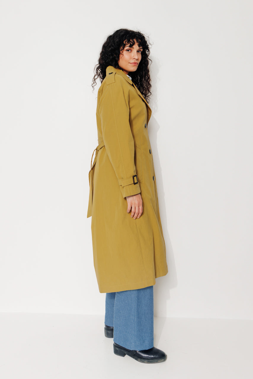 AMANDIER - AMANDIER - Trench long ceinturé en coton déperlant moutarde MOUTARDE - Trench & Coat