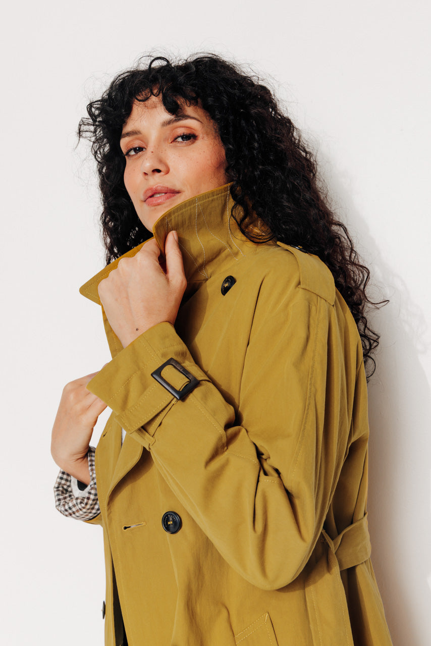 AMANDIER - AMANDIER - Trench long ceinturé en coton déperlant moutarde MOUTARDE - Trench & Coat
