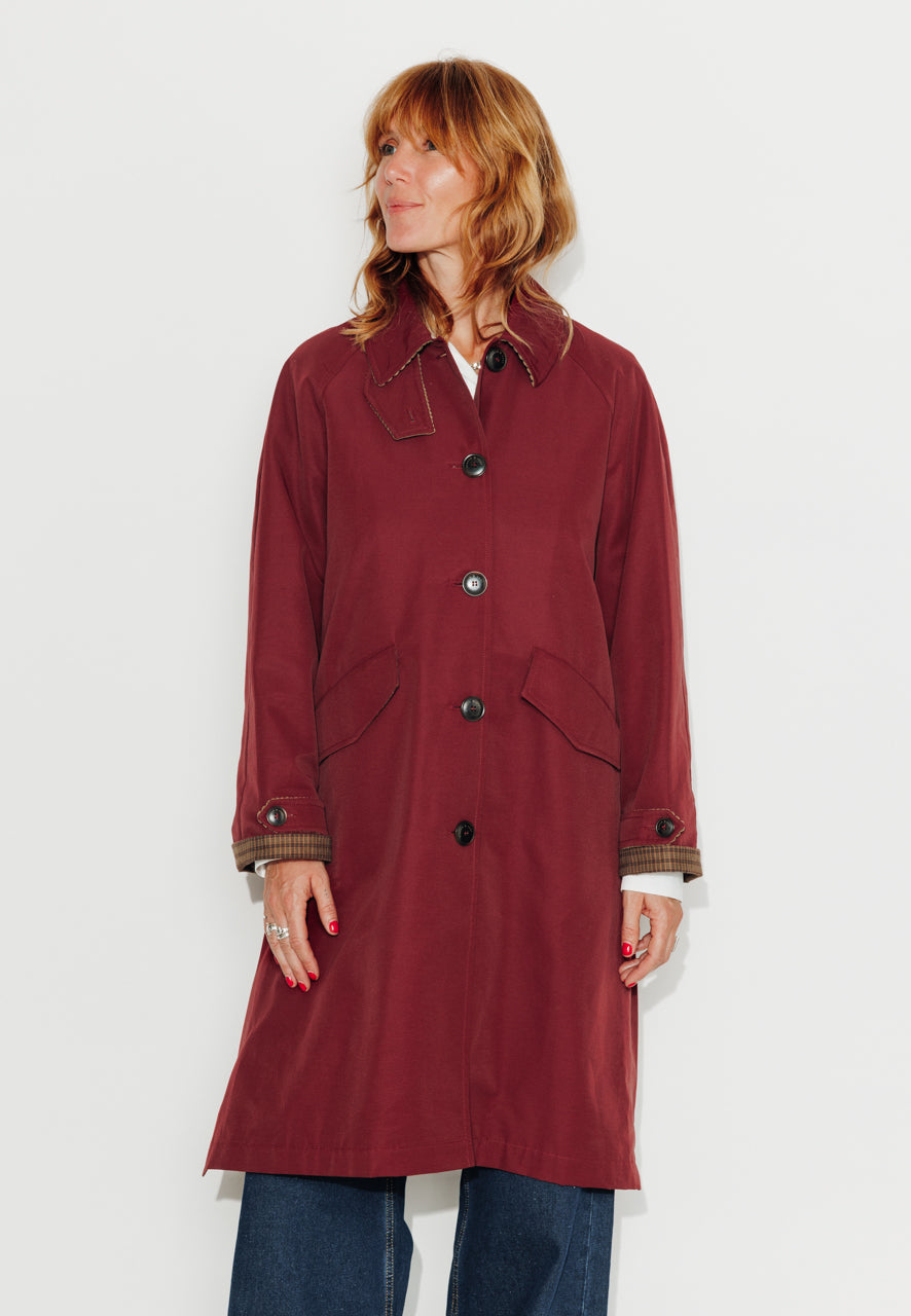 PARROTIA - PARROTIA - Imperméable mi lon en coton déperlant bordeaux BORDEAUX - Trench & Coat