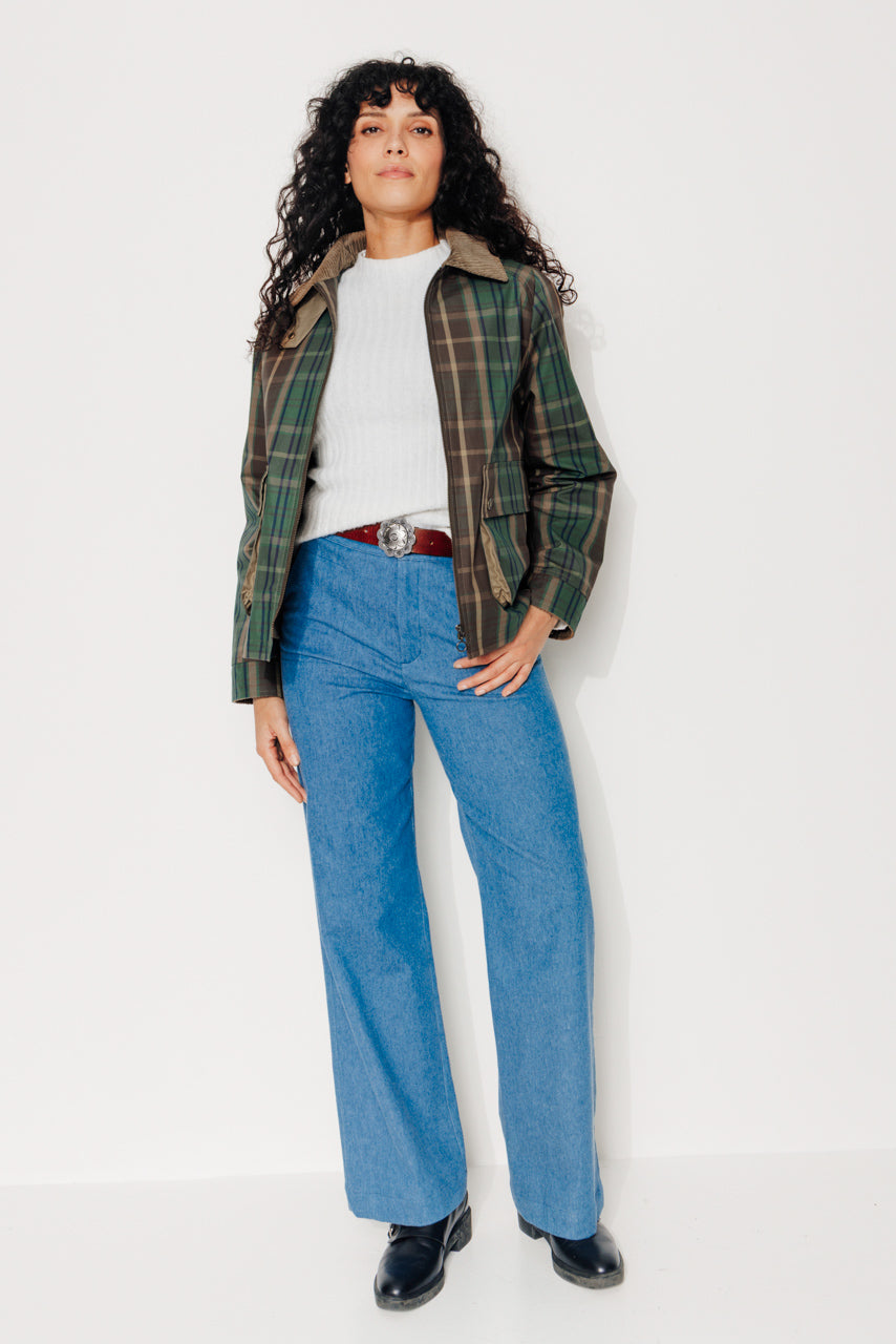 SORBUS - SORBUS - Imperméable court oversize en tartan de coton vert MARRON - Trench & Coat