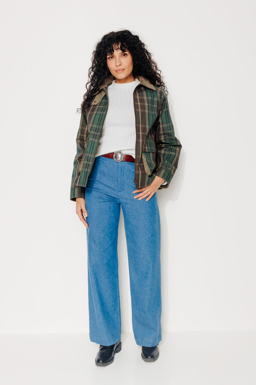 SORBUS - SORBUS - Imperméable court oversize en tartan de coton vert MARRON - Trench & Coat