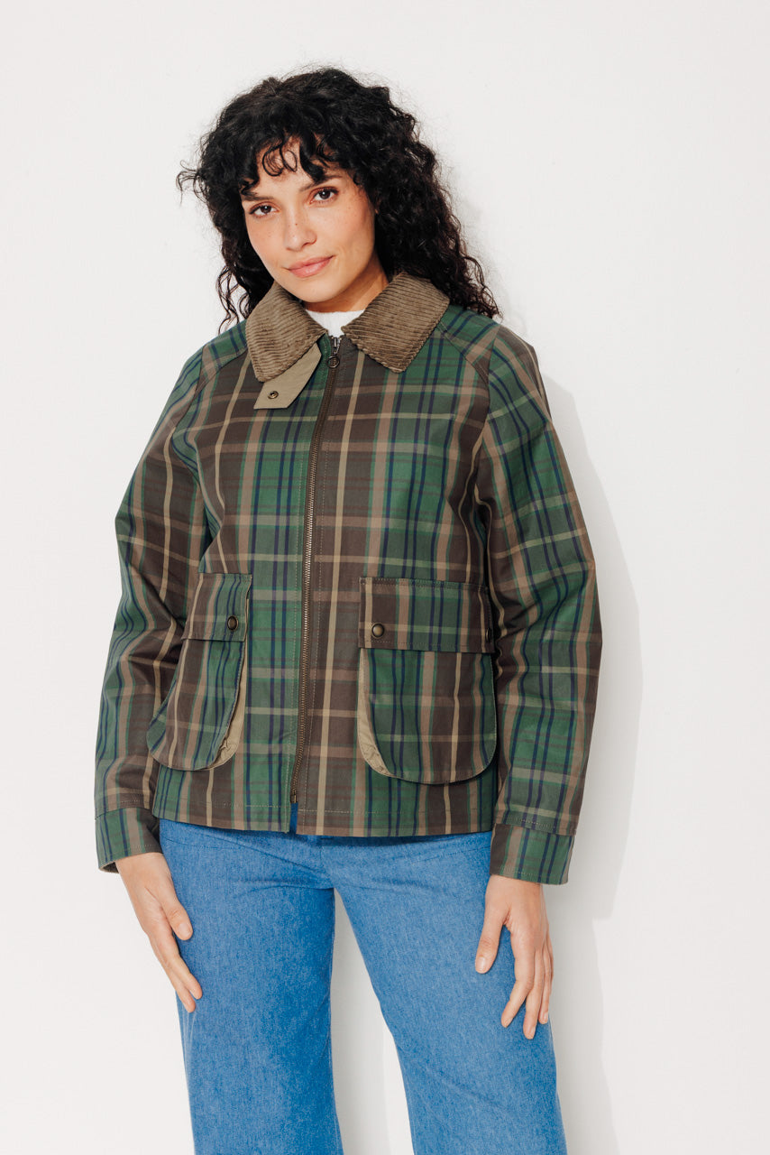 SORBUS - SORBUS - Imperméable court oversize en tartan de coton vert MARRON - Trench & Coat