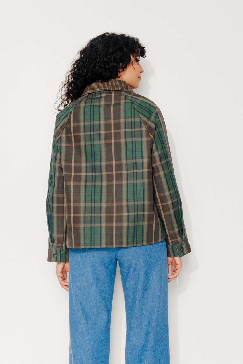 SORBUS - SORBUS - Imperméable court oversize en tartan de coton vert MARRON - Trench & Coat
