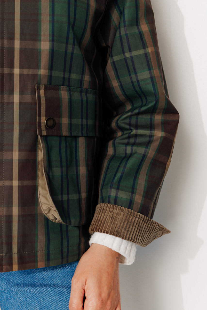 SORBUS - SORBUS - Imperméable court oversize en tartan de coton vert MARRON - Trench & Coat