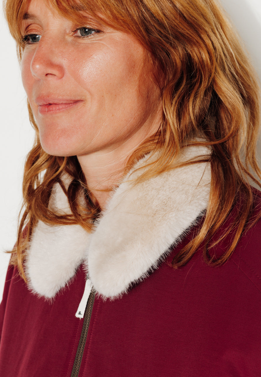 THUYA - THUYA - Imperméable court ouatiné en coton déperlant bordeaux BORDEAUX - Trench & Coat