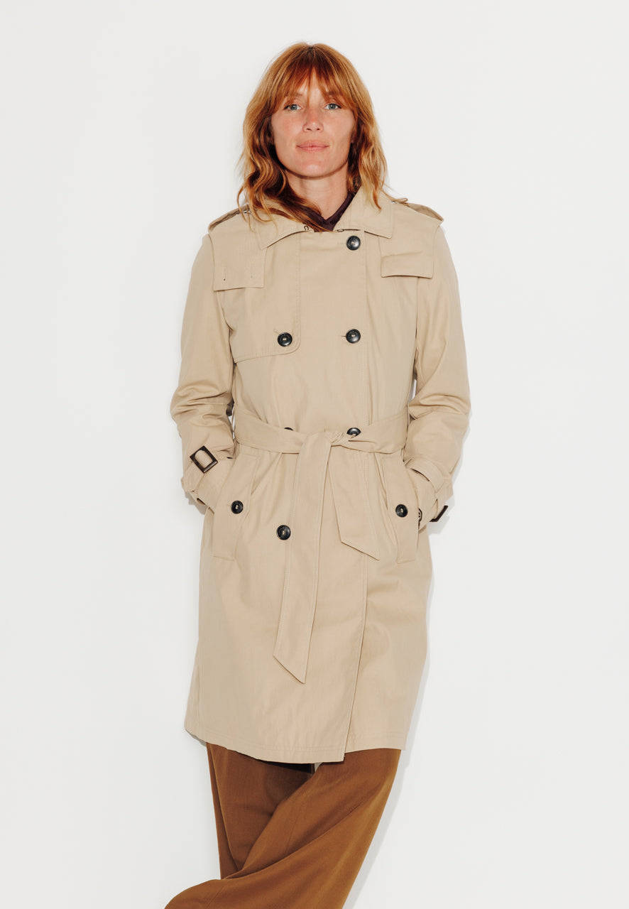 ROSIER - ROSIER - Trench à capuche amovible en coton déperlant beige BEIGE - Trench & Coat