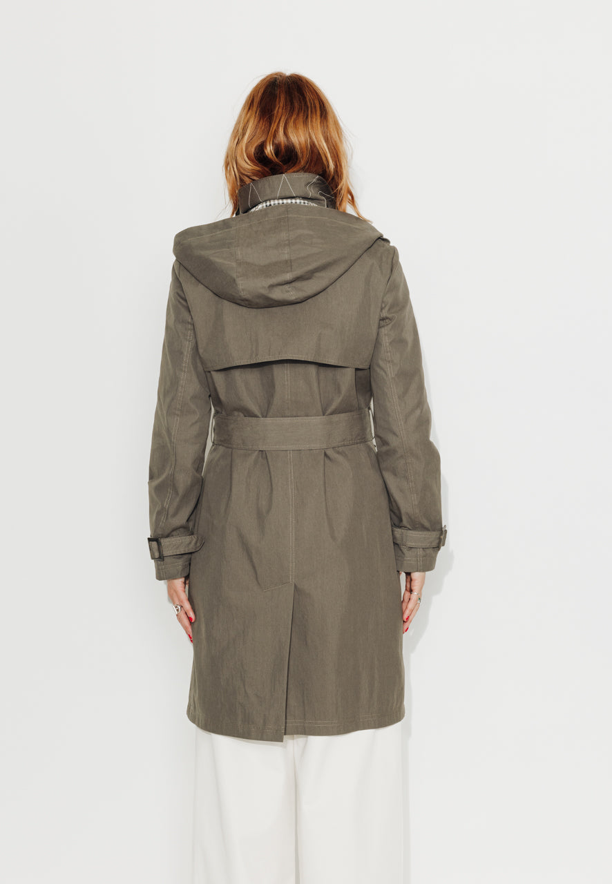 ROSIER - ROSIER - Trench à capuche amovible en coton déperlant taupe ECORCE - Trench & Coat