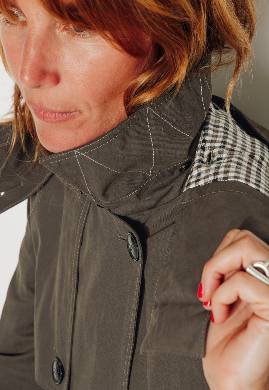 ROSIER - ROSIER - Trench à capuche amovible en coton déperlant taupe ECORCE - Trench & Coat