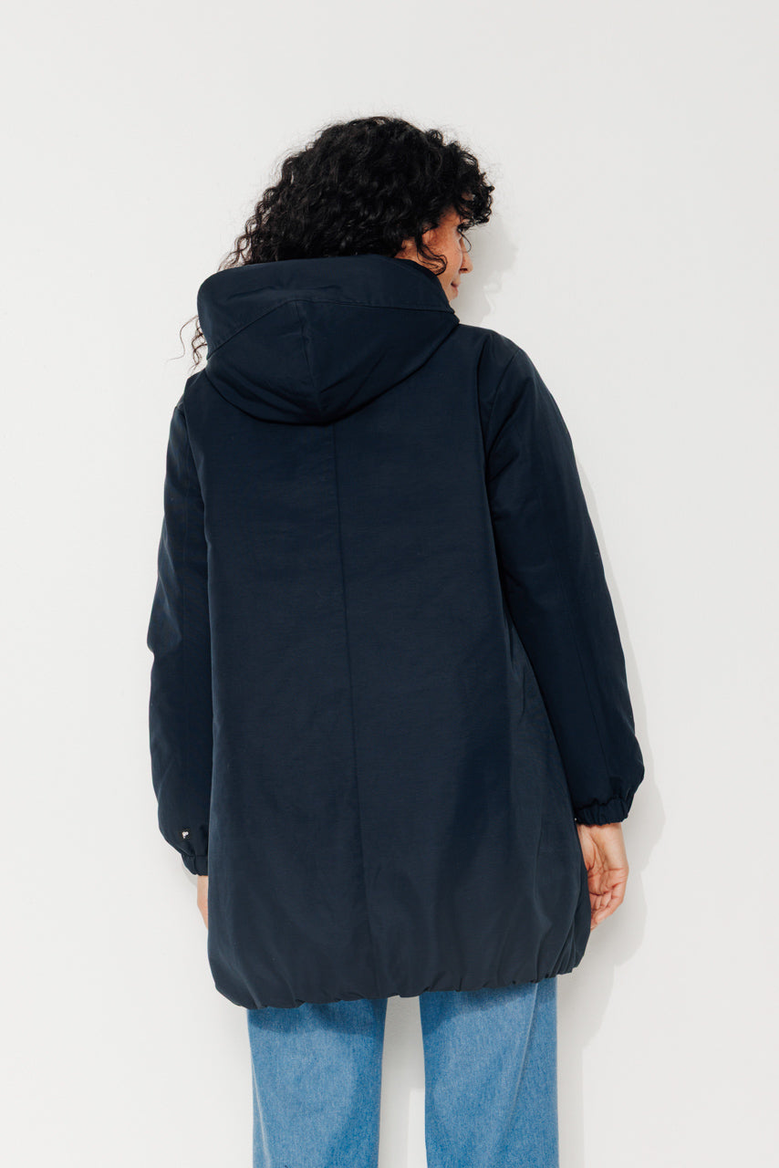 PINACEA - PINACEA - Parka mi longue ouatinée en coton déperlant marine MARINE - Trench & Coat