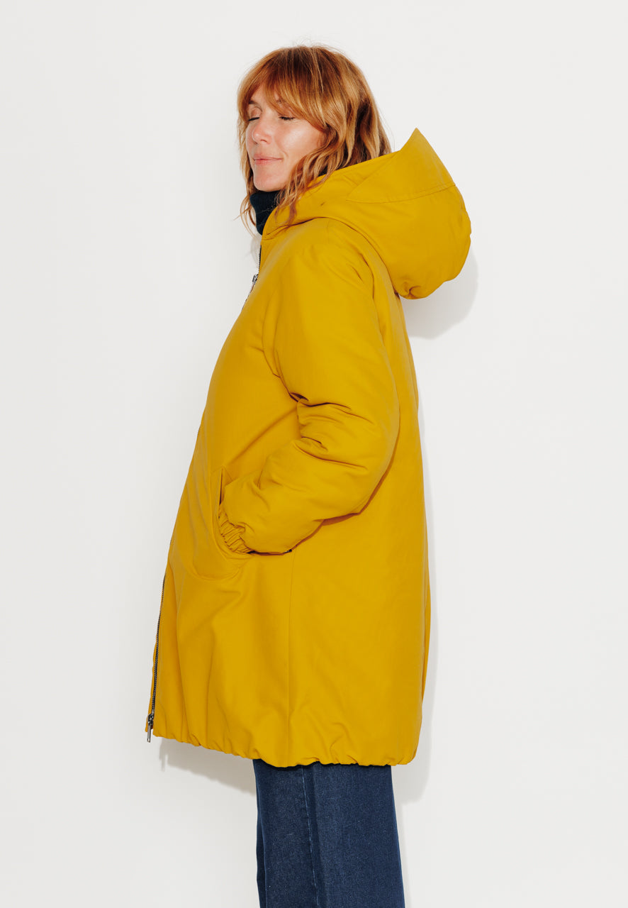 PINACEA - PINACEA - Parka mi longue ouatinée en coton déperlant moutarde MOUTARDE - Trench & Coat