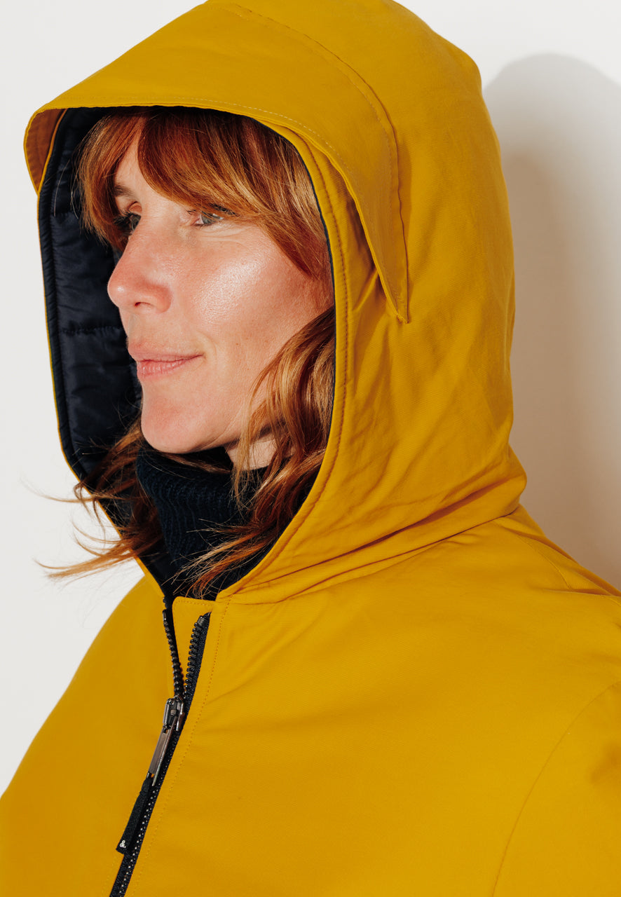 PINACEA - PINACEA - Parka mi longue ouatinée en coton déperlant moutarde MOUTARDE - Trench & Coat